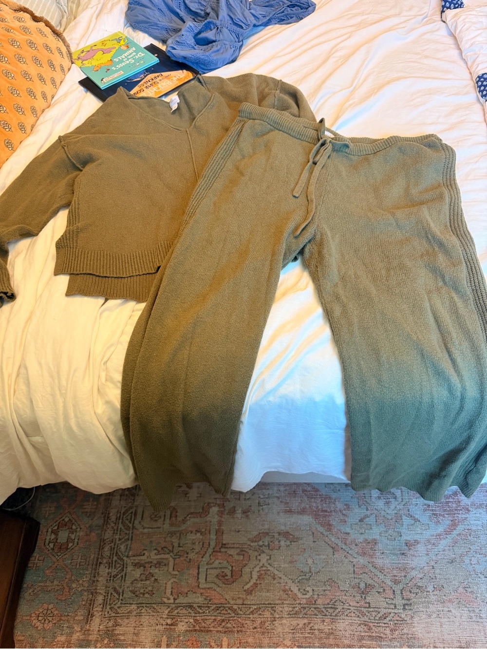 Auden Olive Knit Drawstring Lounge Pants